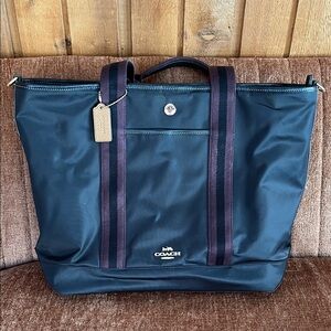 {Coach} Black and Maroon Weekender Bag